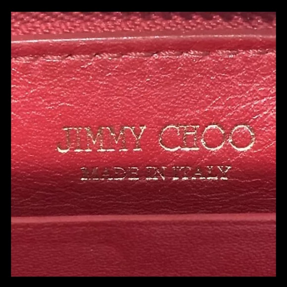 Authentic Jimmy Choo RED Long Zip Around Large Leather Wallet Made In Italy - Picture 13 of 14